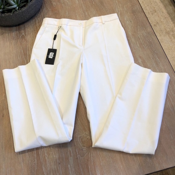 GIORGIO Armani Straight Leg High Waist Pants Cream lined size 42 - Picture 7 of 8